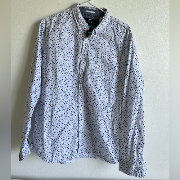White Floral MBX Premium Goods Button Down Shirt, Mens L - Picture 1 of 3